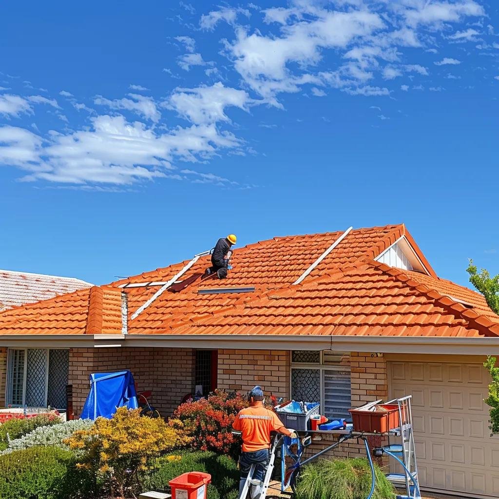 Professional roof restoration team working on a residential home in Campbellfield